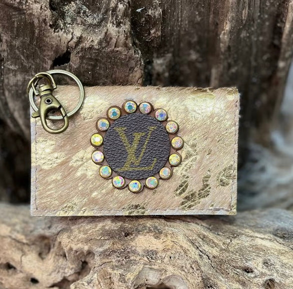 Upcycled Louis Vuitton keychain cardholder purse earrings hat