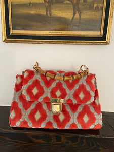 Versailles Collection (Lilly - Dusty Gray & Coral Diamond Chenille)