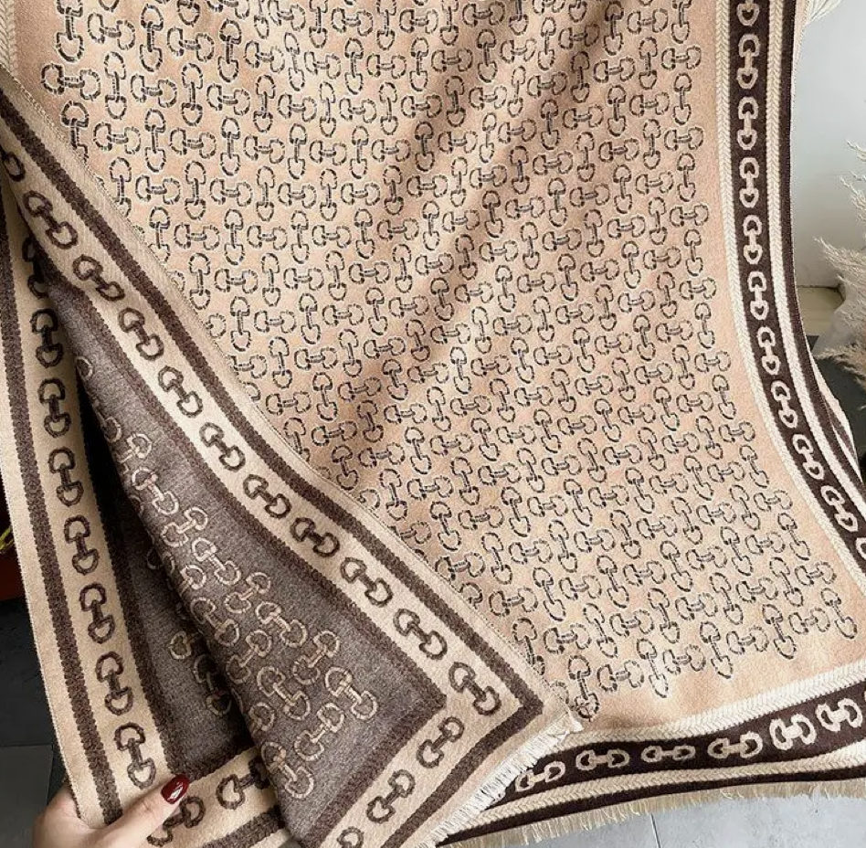 Hunter Shawl (Beige & Dark Brown)