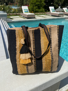 Maddy Bag (Tote with Gold & Black Stripes)