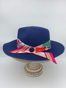 Sweet Virginia Fedora (Royal Blue with Pink Scarf)
