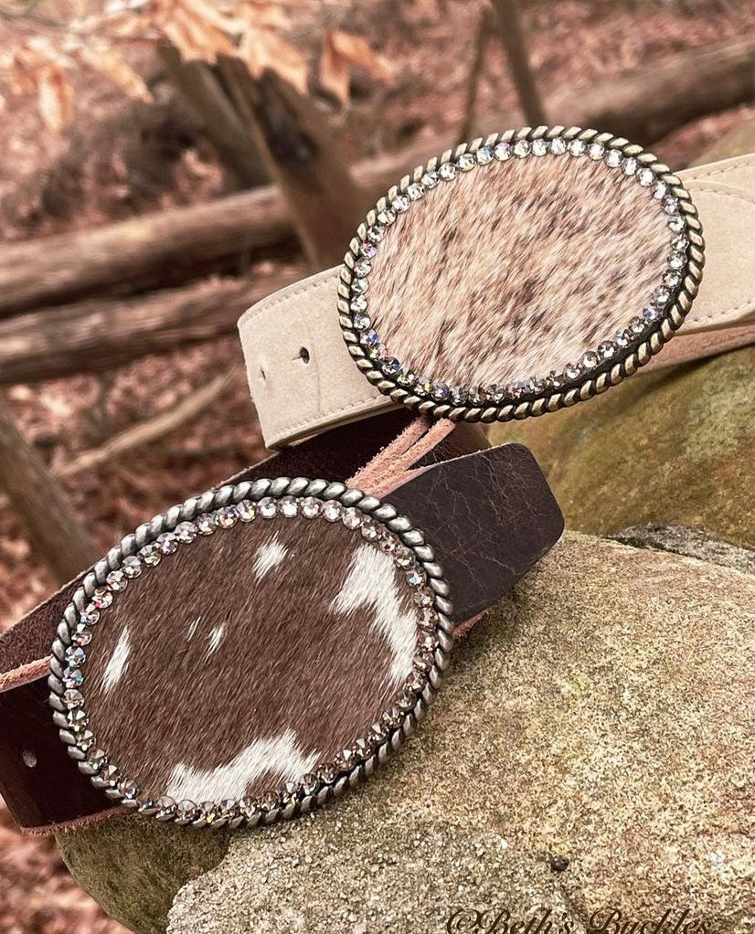 Cowboy Spotted Brown Cowhide Buckle