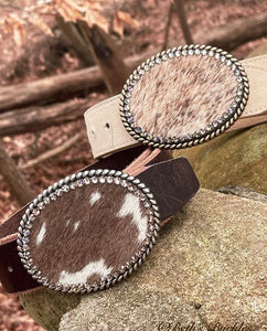 Cowboy Spotted Brown Cowhide Buckle