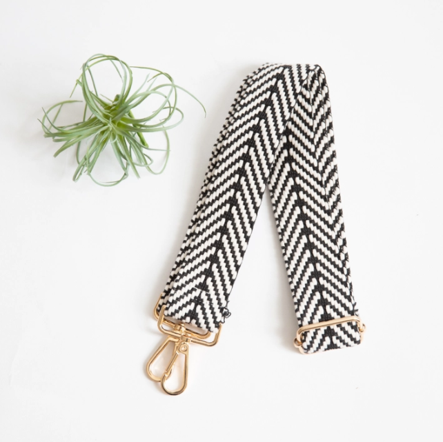 Jane Says Boho Bag Strap (Black & White Woven)