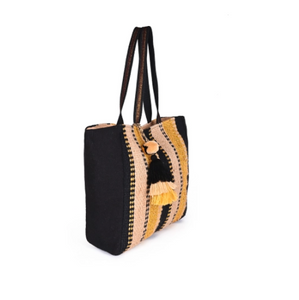 Maddy Bag (Tote with Gold & Black Stripes)