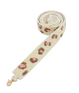 Jane Says Boho Bag Strap (Beaded Cheetah Pink & Beige)